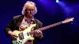 Chris Squire, bassist of British progressive rock band Yes performs in Ahoy, Rotterdam, Netherlands, 24 July 2003.