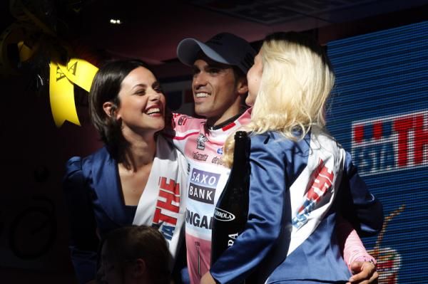 Alberto Contador (Saxo Bank) on the podium once again
