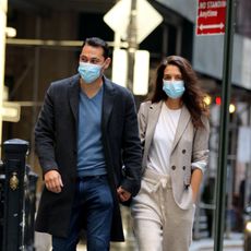 new york city, ny september 21 katie holmes and emilio vitolo jr out for a walk on september 21, 2020 in new york city, new york photo by lrnycmegagc images