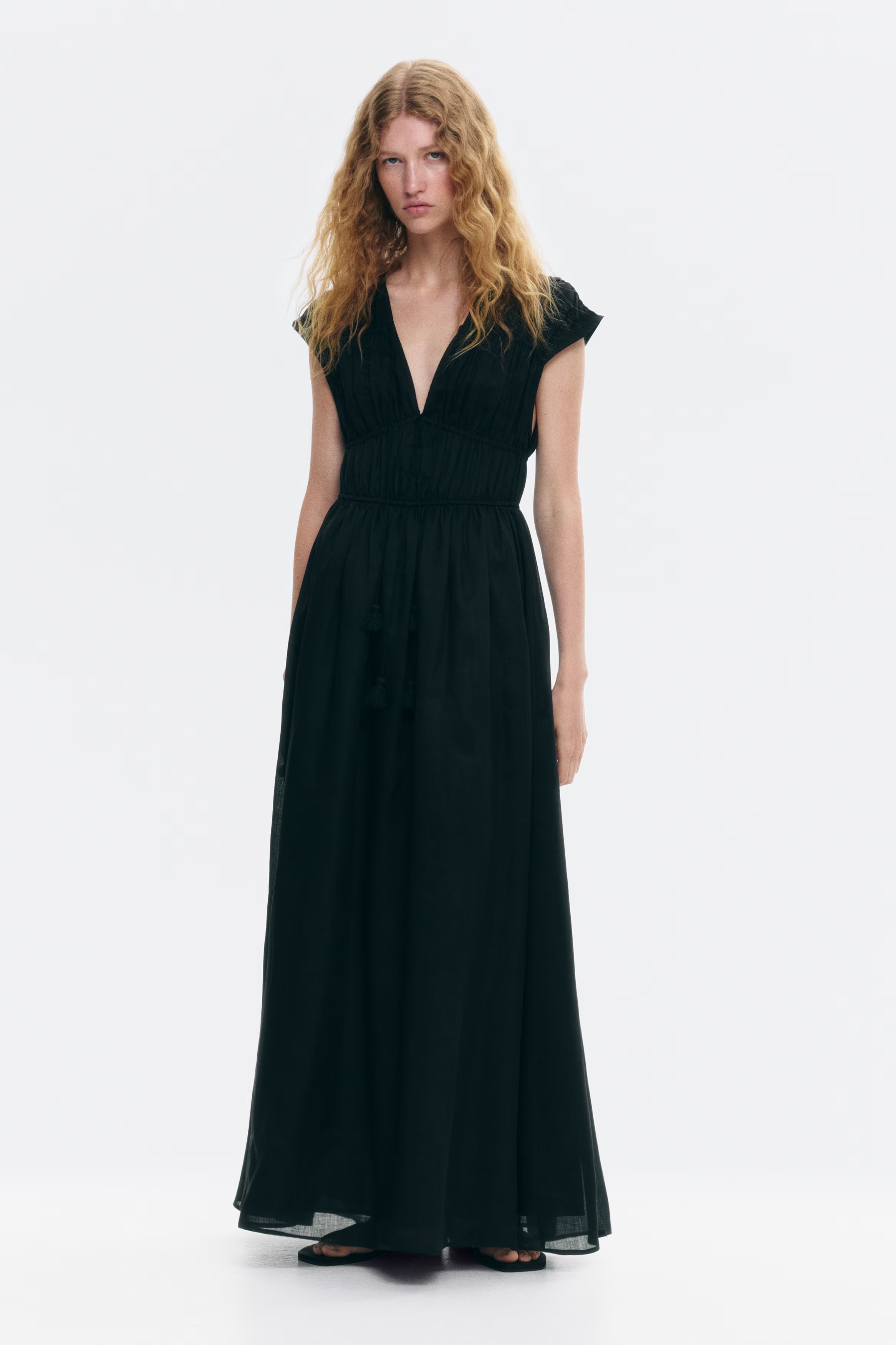 H&amp;M, Drawstring Detail Ramie Dress