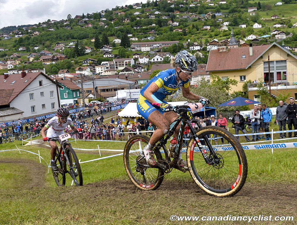 Jenny Rissveds (Scott-Odlo MTB Racing Team) who had crashed heavily a week earlier pulled out after having difficulty on the descents with her injured wrist.