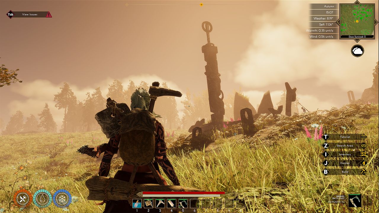 Viking looks on at a giant sword monument in Aska