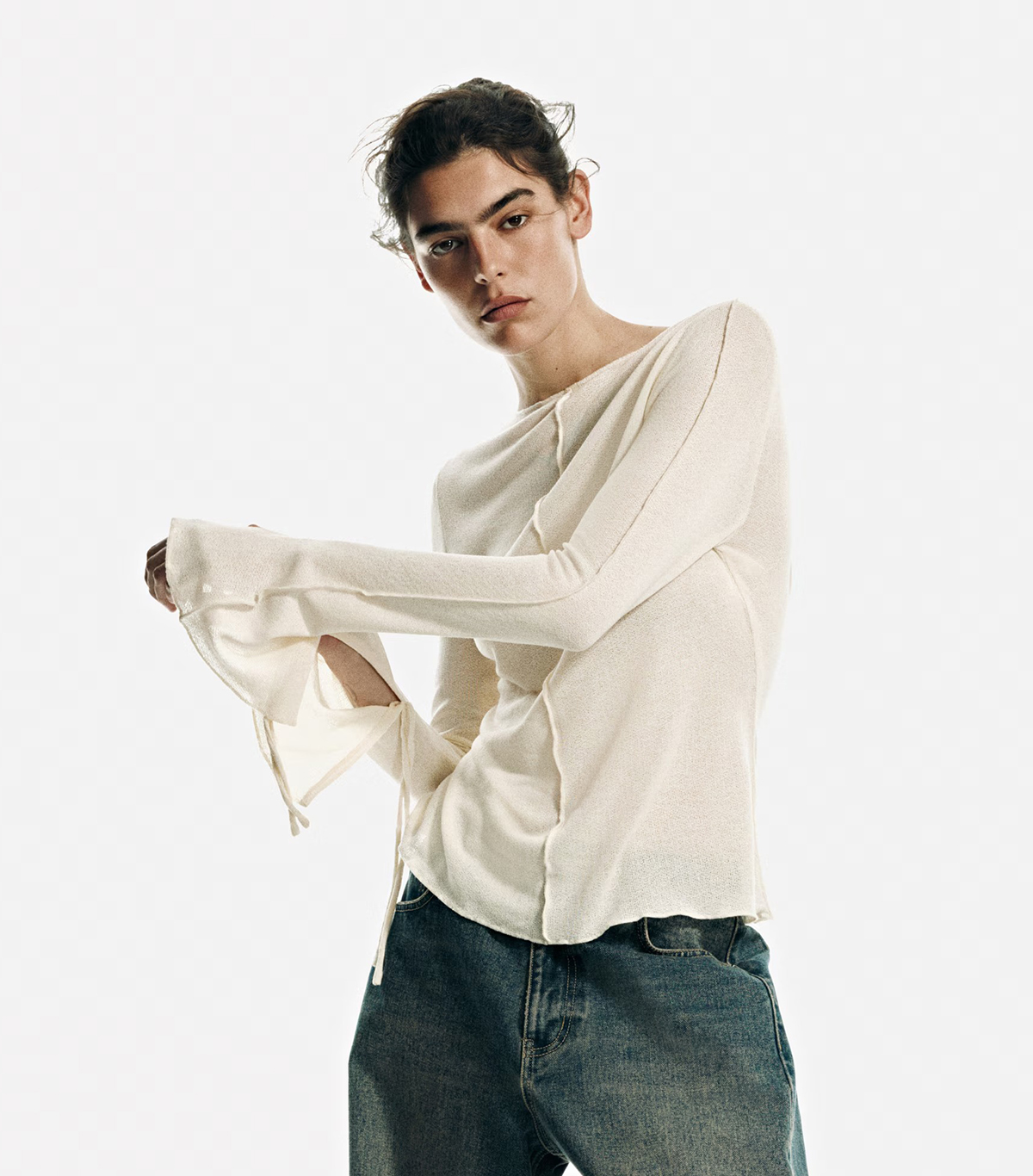 white boatneck top