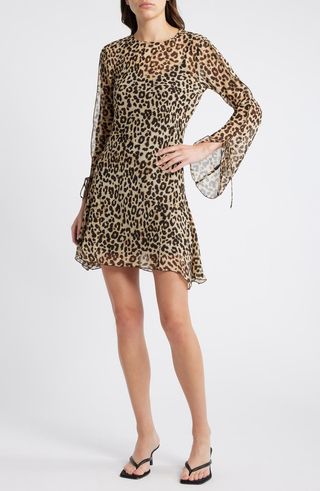 Leopard Print Long Sleeve Minidress