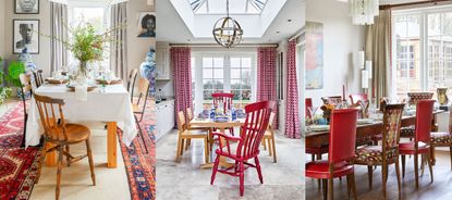 Red dining room ideas triptych