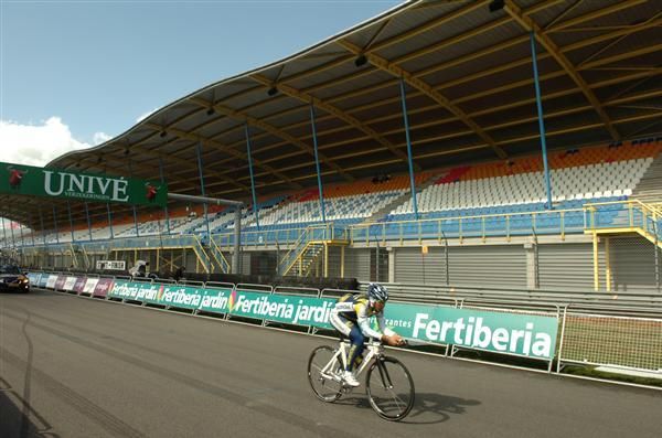 A Vacansoleil rider makes his way past the stands in Assen