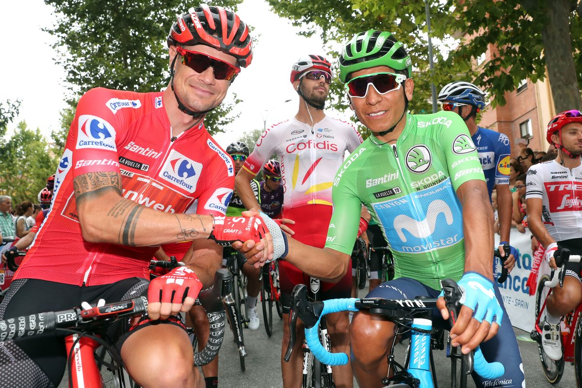 Race leader Nicolas Roche and points leader Nairo Quintana