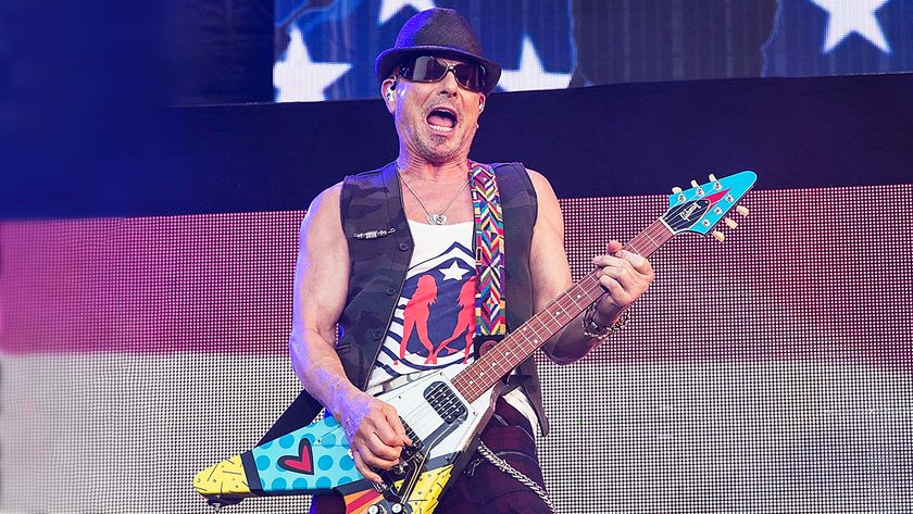 SAN ANTONIO, TX - MAY 29: Rudolph Schenker of the Scorpions performs onstage during River City Rockfest at the AT&amp;T Center on May 29, 2016 in San Antonio, Texas. (Photo by Rick Kern/WireImage)