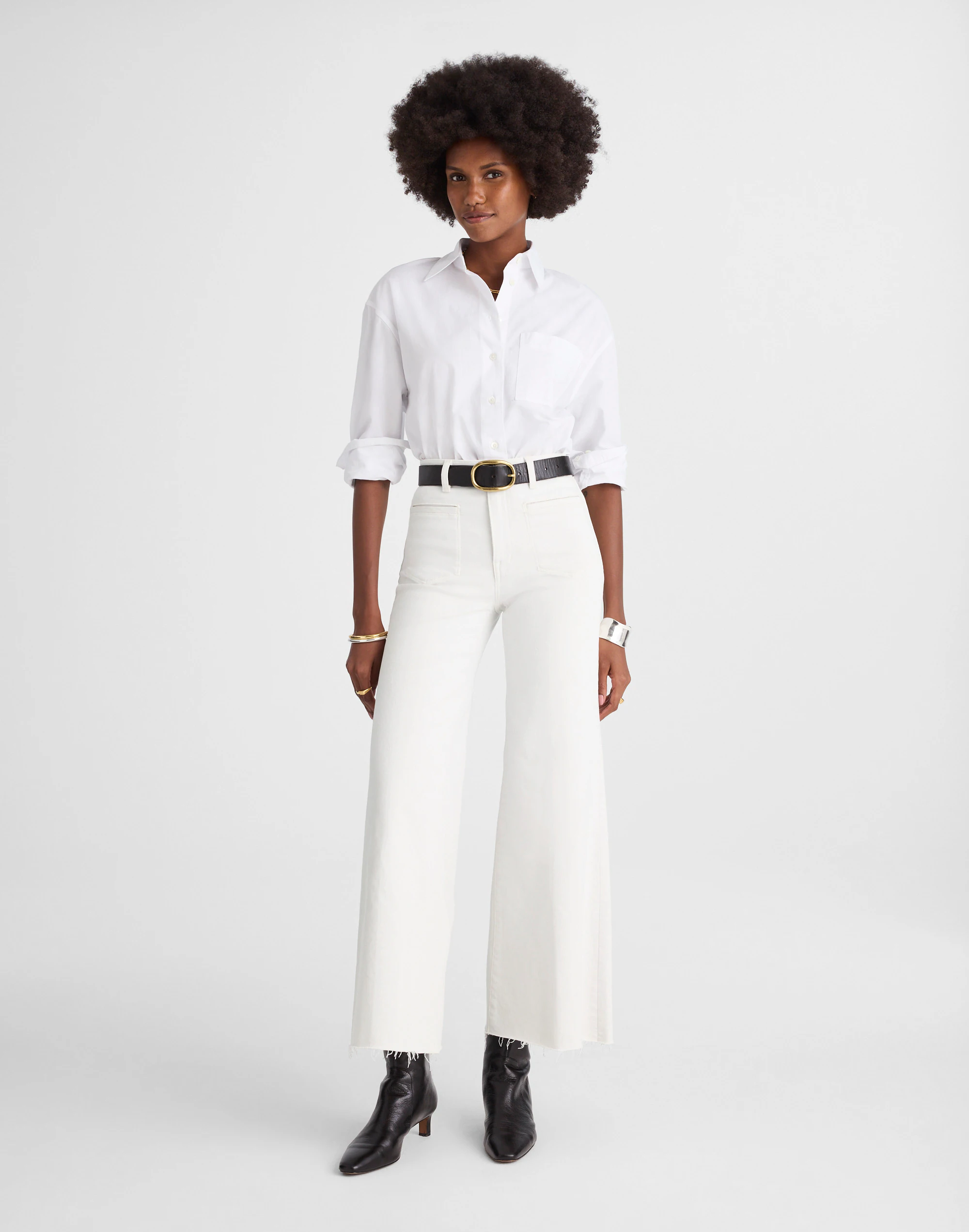 Flared Wide-Leg Crop Jeans