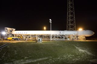 Falcon 9 Horizontal on Launch Pad for SES-8