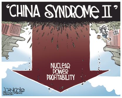 Political cartoon U.S. Trump China nuclear power profitability