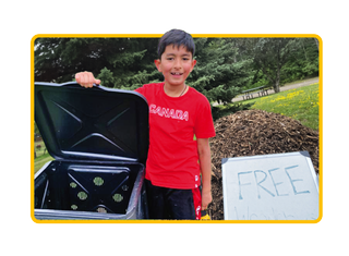 Image of young boy, Parth Gupta, next to a plastic bin