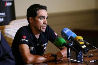 Alberto Contador during the Tour de France rest day 1 press conference