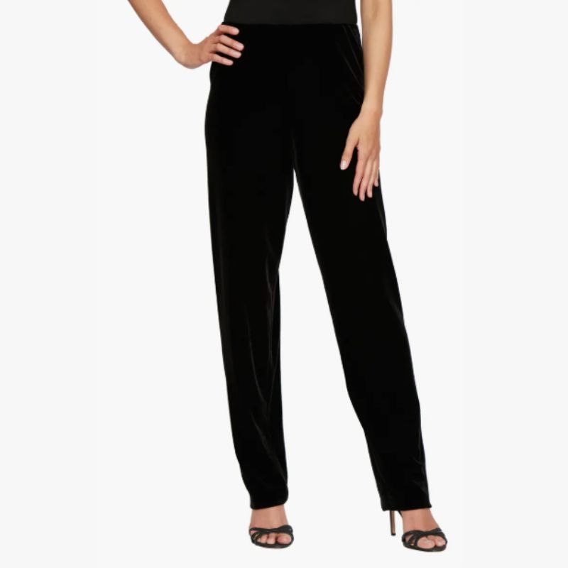 black velvet straight leg trousers
