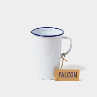 Falcon Enamelware Enamel Two Pint Jug White With Blue Rim