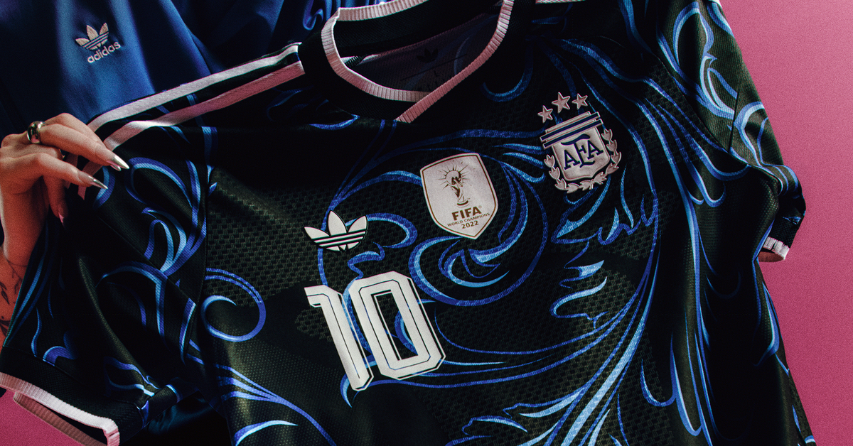 adidas Argentina football jersey with pink background