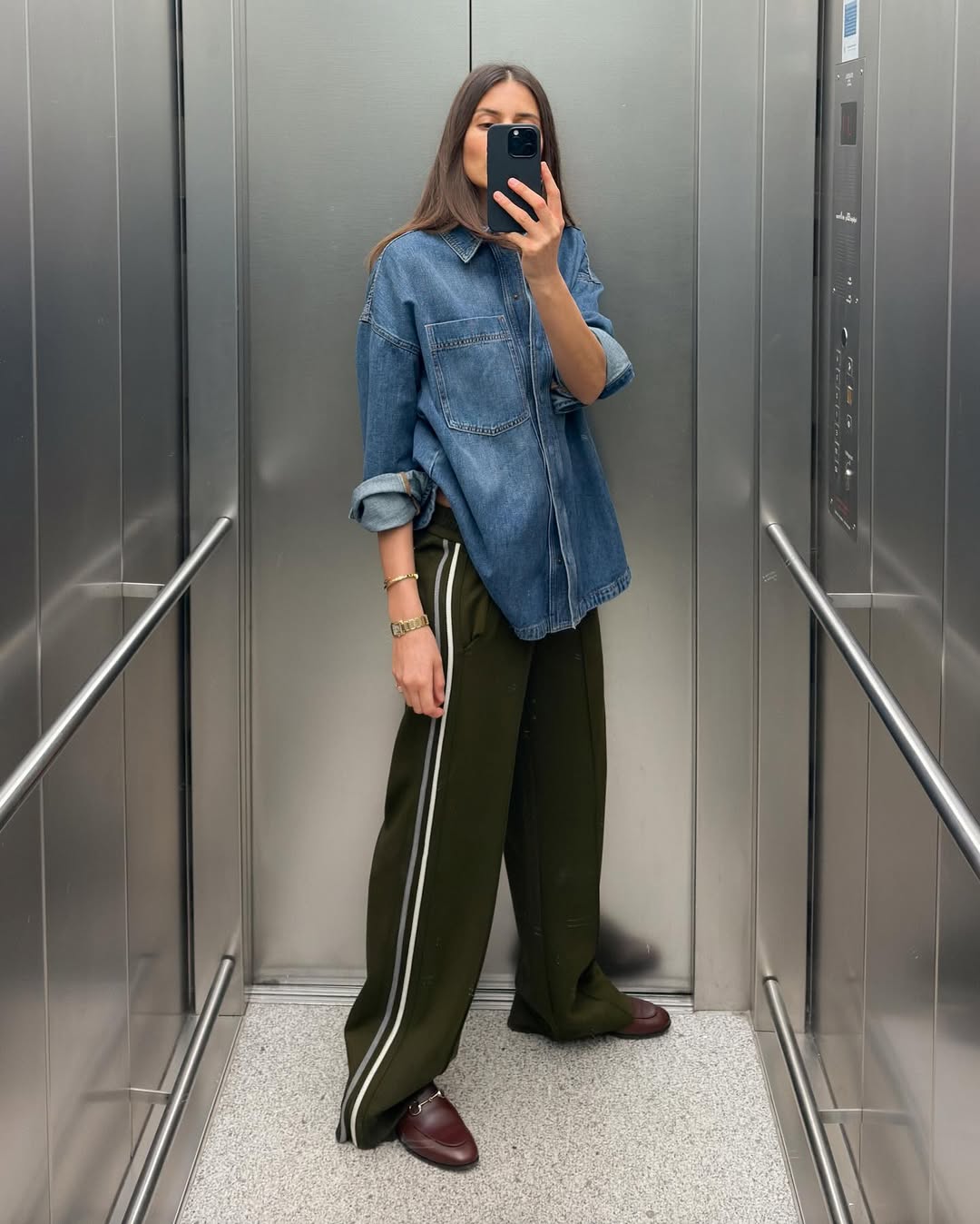 influencer wearing the track pants trend