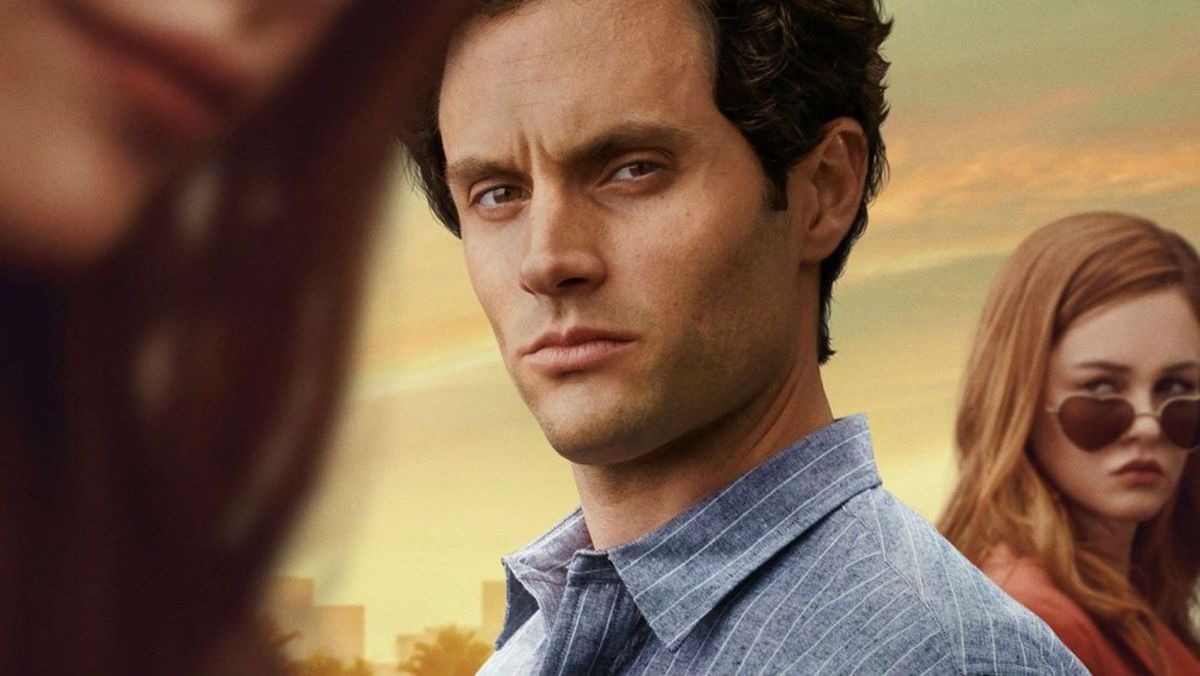 Penn Badgley&#039;s Joe Goldberg stares directly into the camera in a promotional image for You season 3