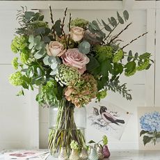 flower vase with flower on white table