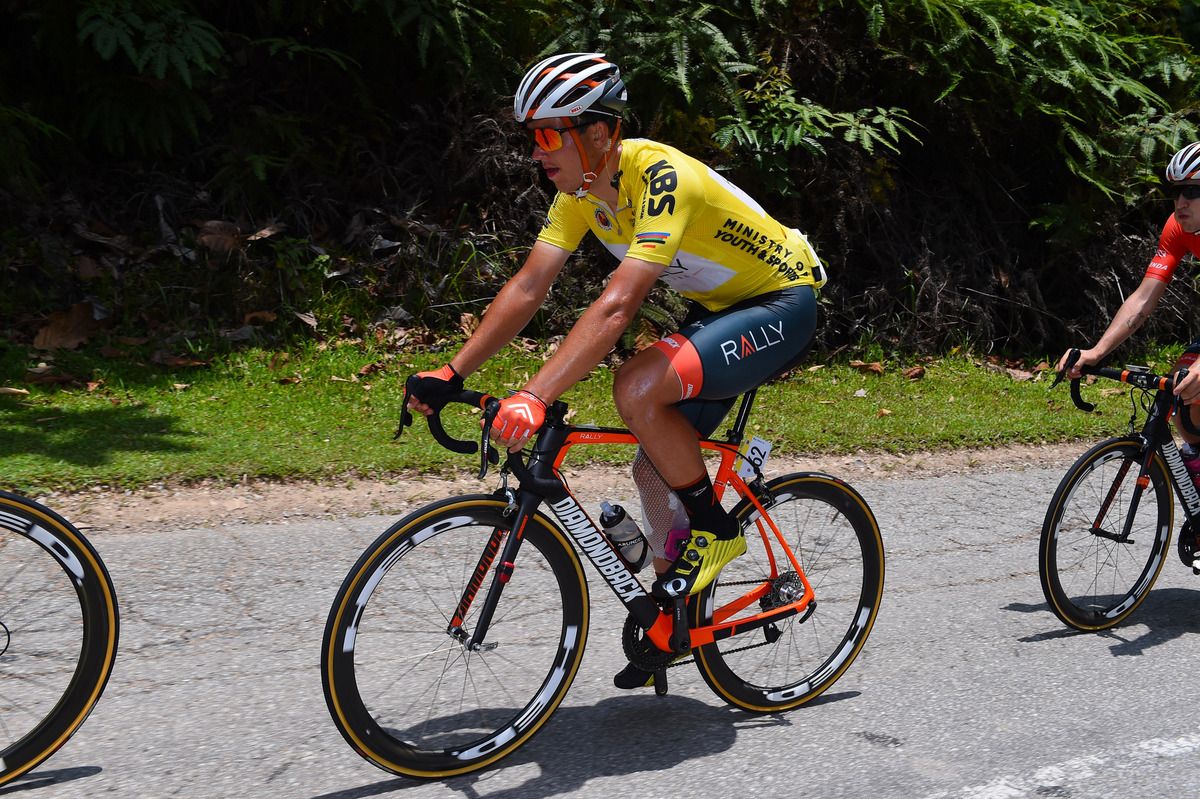 Adam De Vos (Rally Cycling) in yellow for the last day