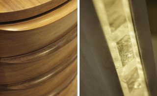 Left & Right: Close-up shots of wooden details