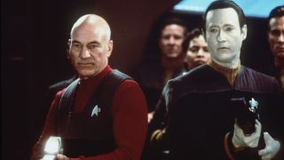 Picard and Data lead a fire team in Star Trek First Contact.