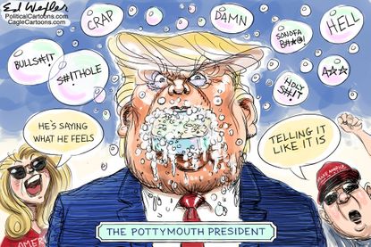 Political Cartoon U.S. Trump Pottymouth President
