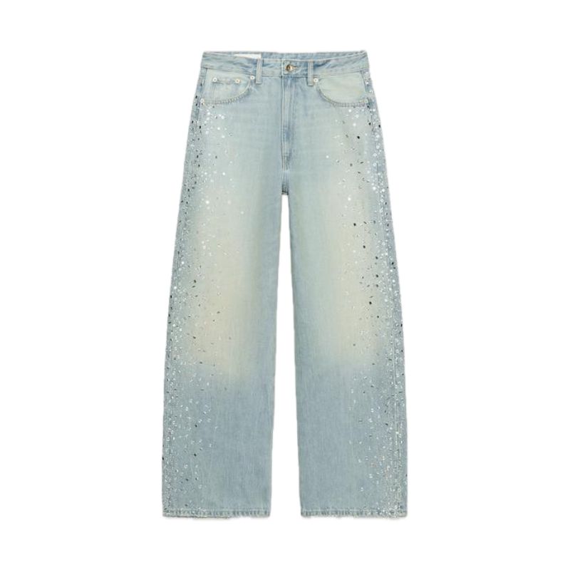 Zara, Mid-Waist Baggy Fit Jeans with Sparkly