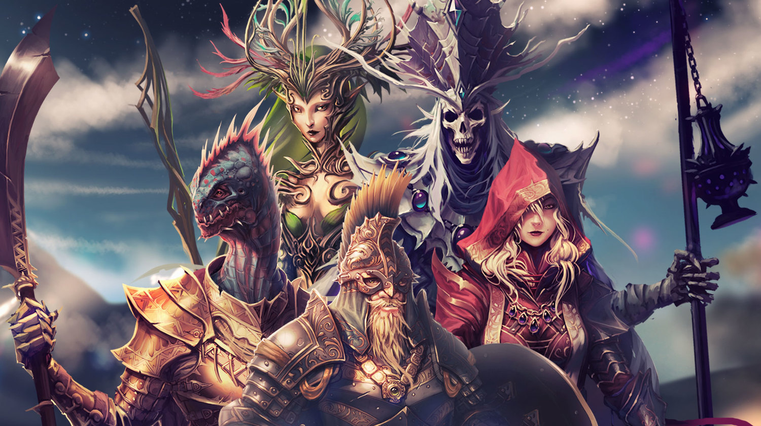 Best co-op games - Divinity: Original Sin 2 concept art of the five playable characters
