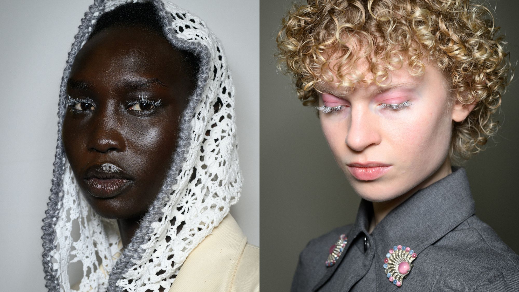 Two people with white eyelashes.