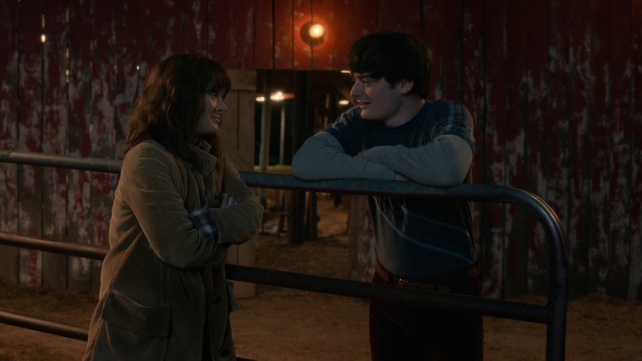 Joyce talking to Will outside barn in Stranger Things 5