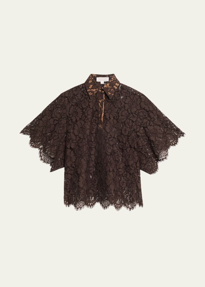 Large Floral Lace Collared Shirt