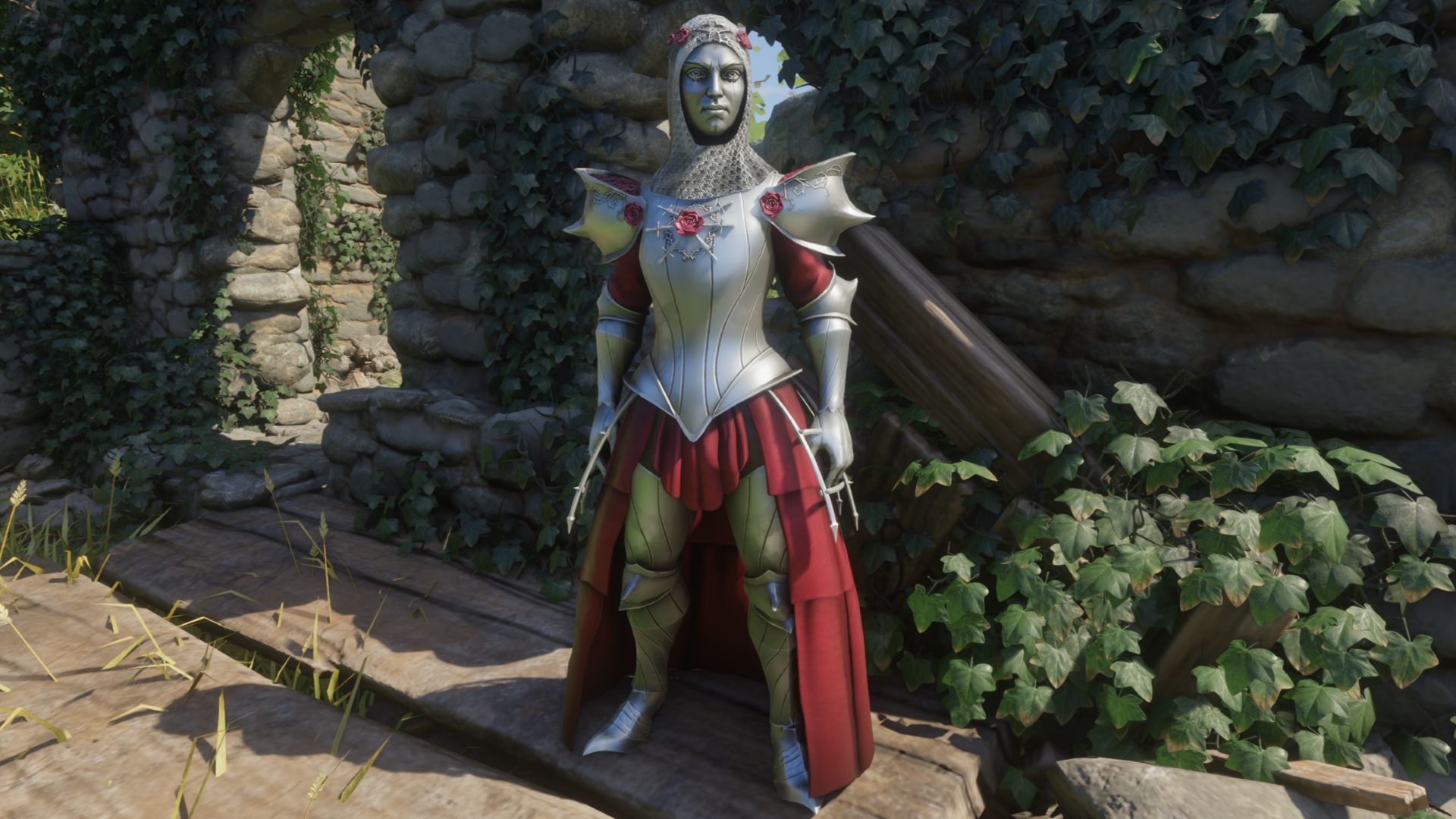 The Enshrouded Blood Heart cosmetics - A silvery and red armor set