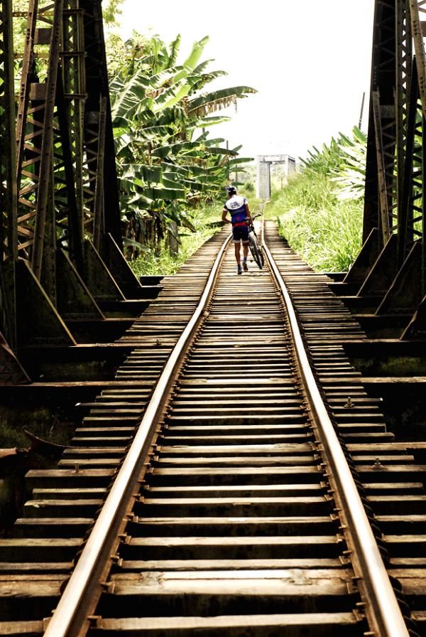 It's a long sketchy walk across each bridge.