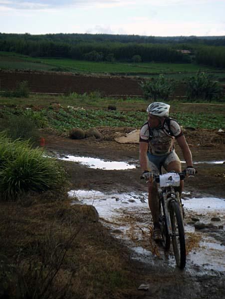 George Burel keeps up with the younger riders.