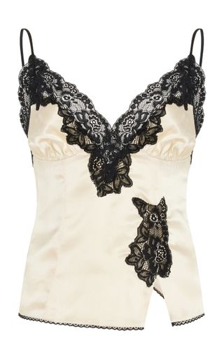 Exclusive Audrey Lace-Trimmed Silk-Charmeuse Top