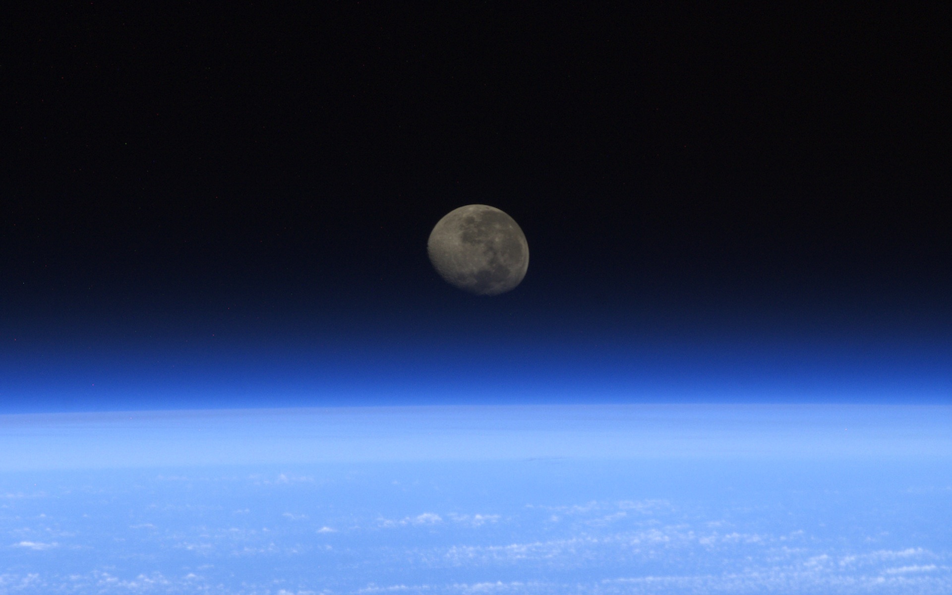 Moonset From ISS space wallpaper