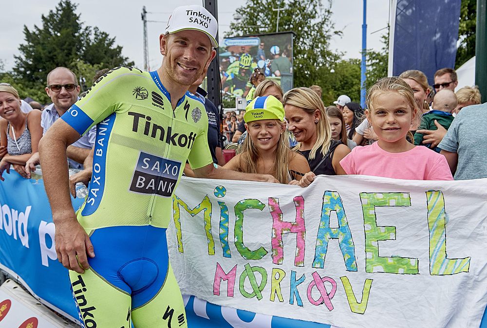 Michael Morkov (Tinkoff-Saxo) with fans at the Tour of Denmark