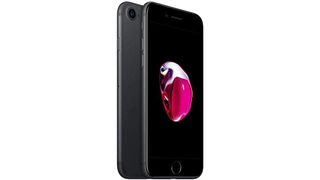 Product shot of a black iPhone 7, one of the best burner phones