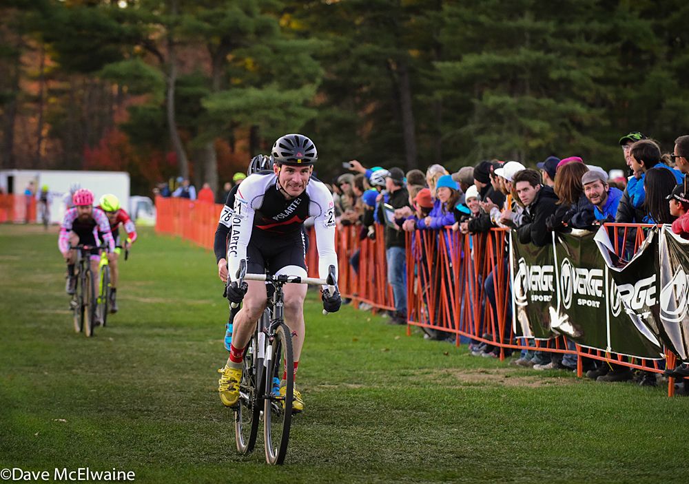 Dillon McNicholas (Polartec) takes second place in a sprint for second place