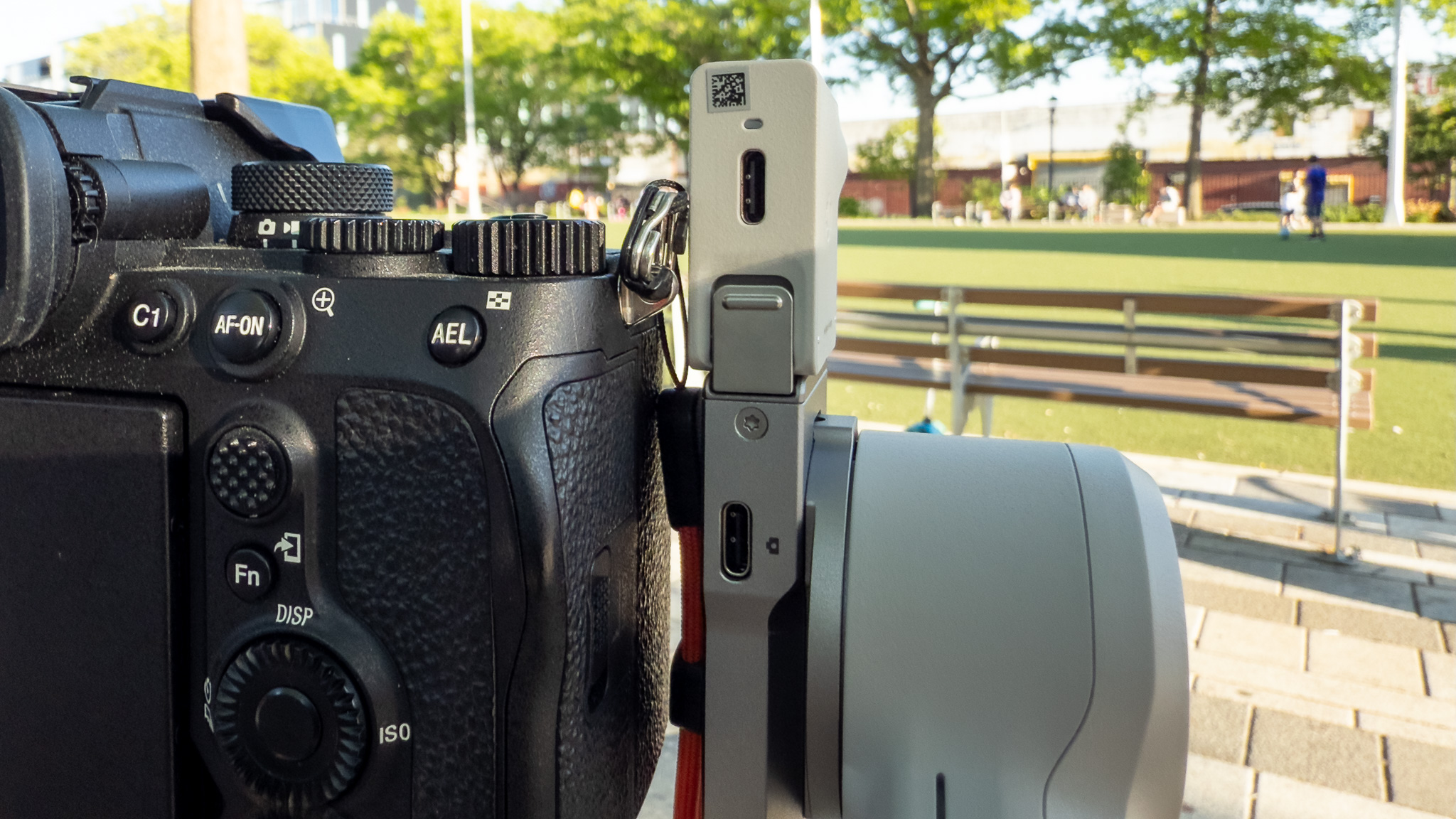 DJI RS4 Mini_A tight fit on the right side of gimbal with large camera installed