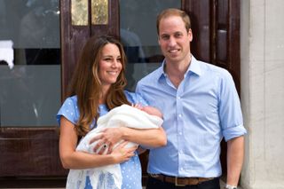 The Duke and Duchess of Cambridge outside the hospital with Prince George
