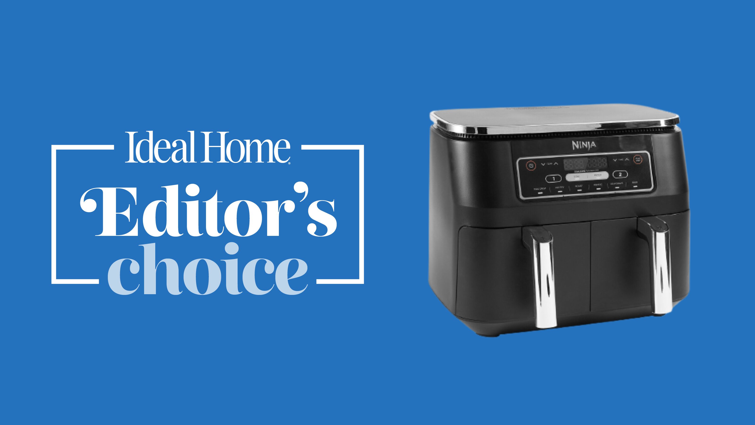 Ninja dual-zone air fryer on blue background