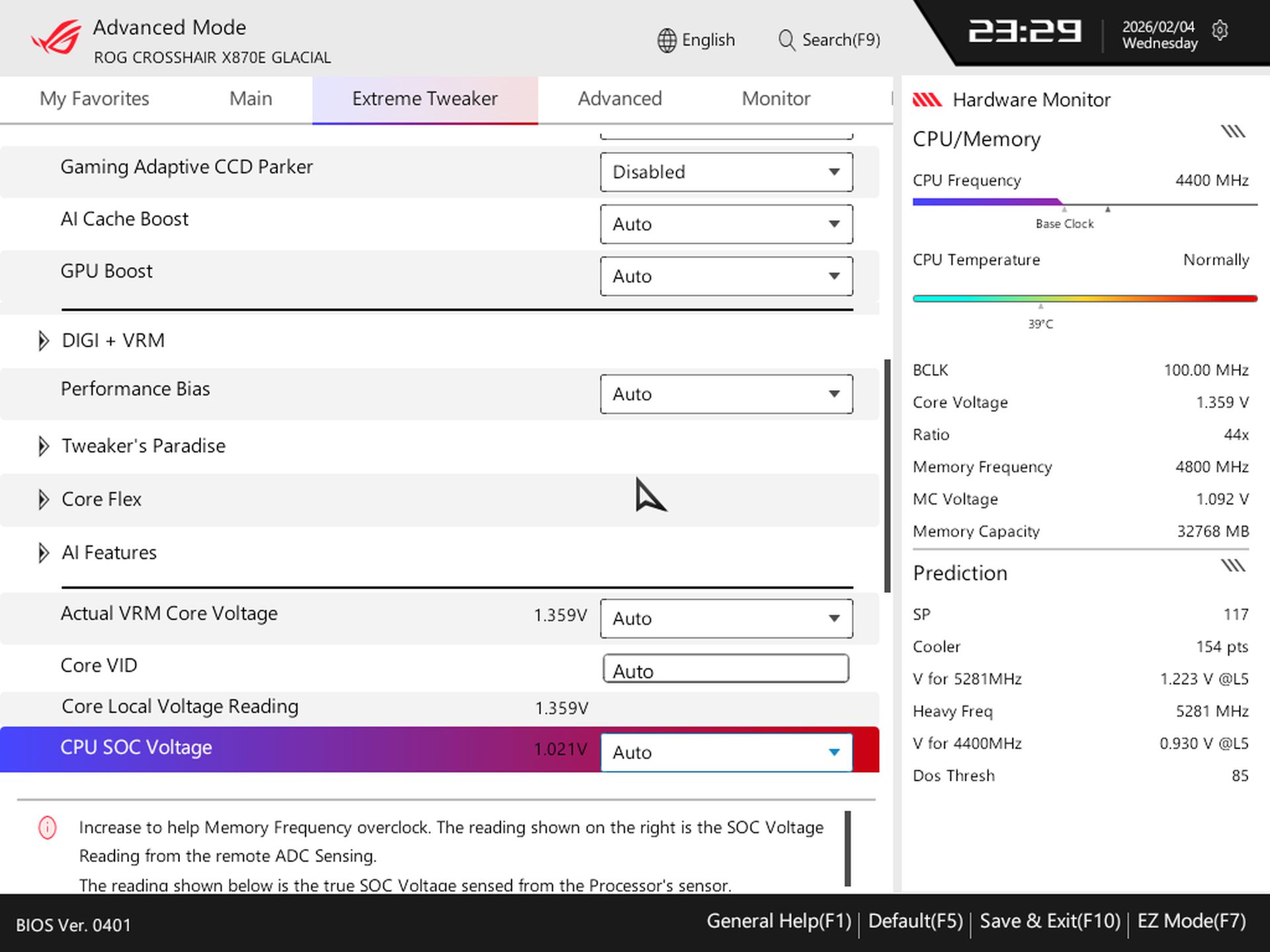 Asus ROG Crosshair X870E Glacial - BIOS