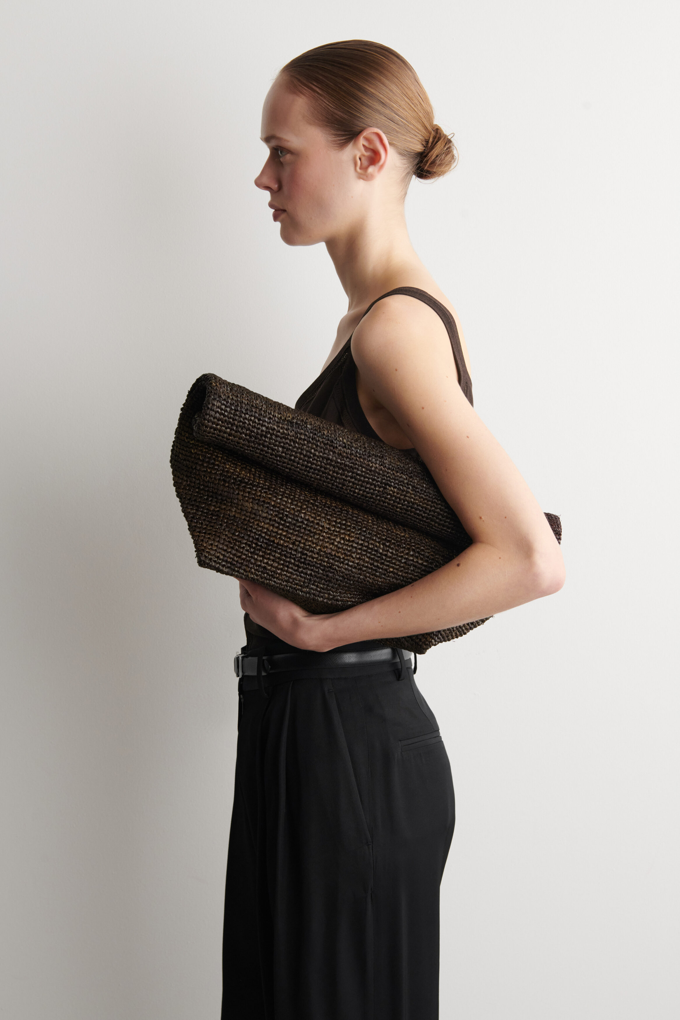 Oversized Folded Clutch Bag - Straw