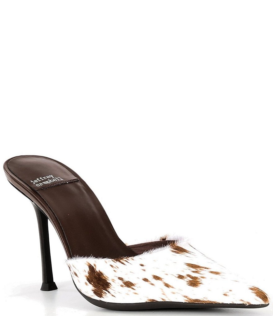 Jeffrey Campbell Robyn Cow Print Haircalf Dress Mules