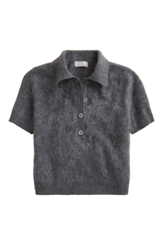 J.Crew Brushed Cashmere Short-Sleeve Sweater-Polo