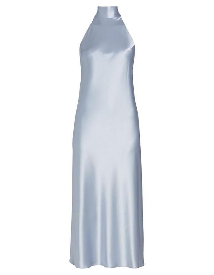 Galvan London, Galvan London, Bridal Sienna Satin Midi-Dress, 44 (12), Ice Blue