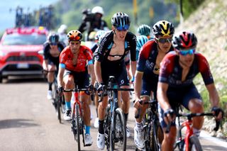 BLOCKHAUS ITALY MAY 15 Romain Bardet of France and Team DSM competes in the breakaway during the 105th Giro dItalia 2022 Stage 9 a 191km stage from Isernia to Blockhaus 1664m Giro WorldTour on May 15 2022 in Blockhaus Italy Photo by Michael SteeleGetty Images