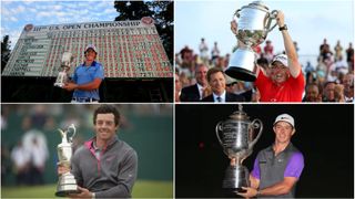 A montage of Rory McIlroy's four Major wins